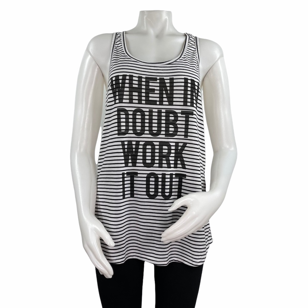 💪"When In Doubt Work It Out" Striped Racerback Tank💪